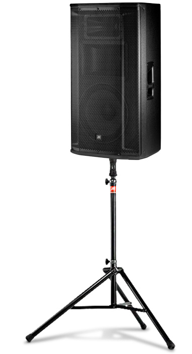 large speaker on a tripod